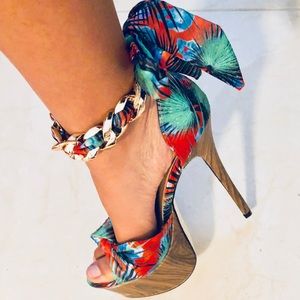 Tropical Print “Stripper Height” Heels
